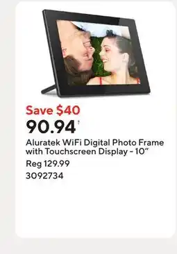 Staples Aluratek WiFi Digital Photo Frame with Touchscreen Display - 10 offer