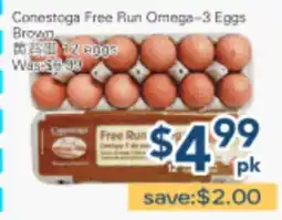 Oceans Fresh Food Market Conestoga Free Run Omega-3 Eggs Brown offer
