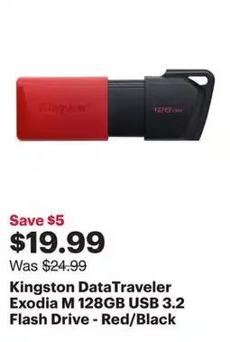 Best Buy Kingston DataTraveler Exodia M 128GB USB 3.2 Flash Drive - Red/Black offer