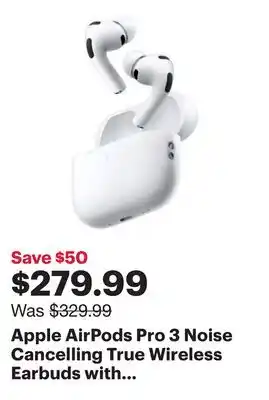 Best Buy Apple AirPods Pro 3 Noise Cancelling True Wireless Earbuds with MagSafe Charging Case offer