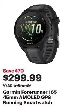 Best Buy Garmin Forerunner 165 45mm AMOLED GPS Running Smartwatch offer
