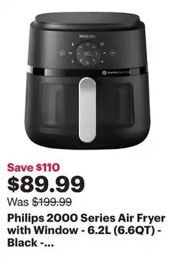 Best Buy Philips 2000 Series Air Fryer with Window - 6.2L (6.6QT) - Black - Only at Best Buy offer