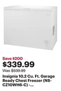 Best Buy Insignia 10.2 Cu. Ft. Garage Ready Chest Freezer (NS-CZ10WH6-C) - White - Only at Best Buy offer