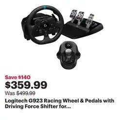 Best Buy Logitech G923 Racing Wheel & Pedals with Driving Force Shifter for PS5/PS4/PC - Black offer