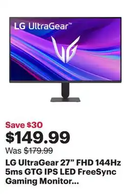 Best Buy LG UltraGear 27 FHD 144Hz 5ms GTG IPS LED FreeSync Gaming Monitor (27G411A-B) - Black offer