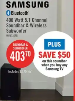 The Brick SAMSUNG B-Series 5.1 Channel Soundbar with Wireless Subwoofer (HW-B750F/ZC) offer