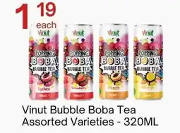Lucky Supermarket Vinut Bubble Boba Tea Assorted Varieties offer
