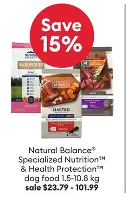 Petsmart Natural Balance Specialized Nutrition & Health Protection dog food offer