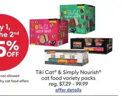 Petsmart Tiki Cat & Simply Nourish cat food variety packs offer