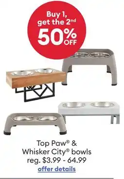 Petsmart Top Paw & Whisker City bowls offer