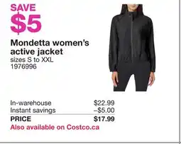 Costco Mondetta women's active jacket offer
