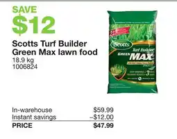 Costco Scotts Turf Builder Green Max lawn food offer