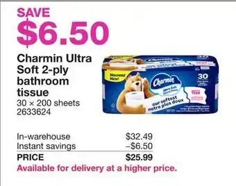 Costco Charmin Ultra Soft 2-ply bathroom tissue offer