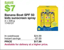 Costco Banana Boat SPF 50 kids sunscreen spray offer