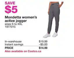 Costco Mondetta women's active jogger offer