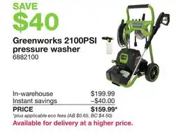 Costco Greenworks 2100PSI pressure washer offer