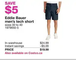 Costco Eddie Bauer men's tech short offer