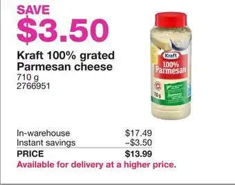 Costco Kraft 100% grated Parmesan cheese offer