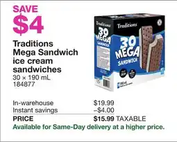 Costco Traditions Mega Sandwich ice cream sandwiches offer