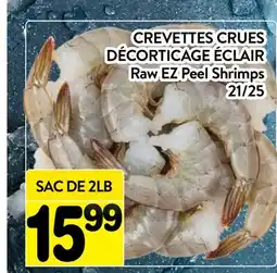 Supermarché PA CREVETTES CRUES DÉCORTICAGE ÉCLAIR | Raw EZ Peel Shrimps 21/25 offer