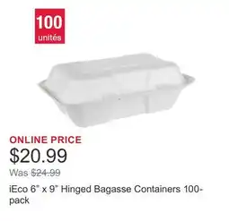 Costco iEco 6 x 9 Hinged Bagasse Containers 100-pack offer