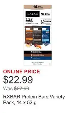 Costco RXBAR Protein Bars Variety Pack offer