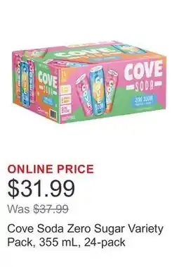 Costco Cove Soda Zero Sugar Variety Pack, 355 mL, 24-pack offer