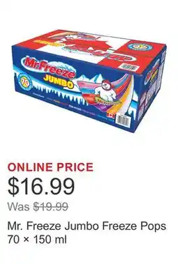 Costco Mr. Freeze Jumbo Freeze Pops 70 × offer