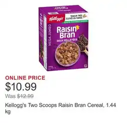 Costco Kellogg's Two Scoops Raisin Bran Cereal offer