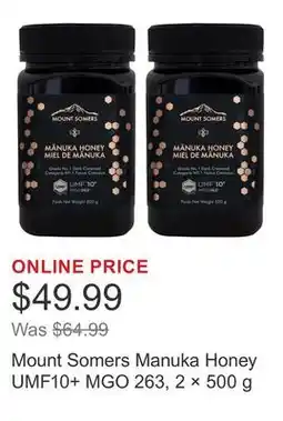 Costco Mount Somers Manuka Honey UMF10+ MGO 263, 2 × 500 g offer