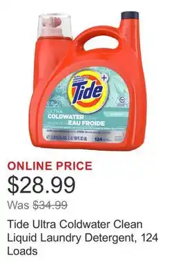 Costco Tide Ultra Coldwater Clean Liquid Laundry Detergent, 124 Loads offer