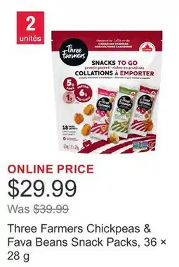 Costco Three Farmers Chickpeas & Fava Beans Snack Packs, 36 × offer