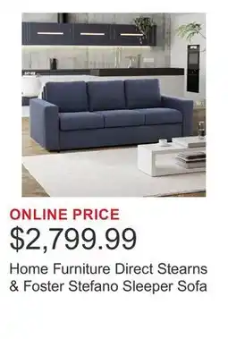 Costco Home Furniture Direct Stearns & Foster Stefano Sleeper Sofa offer