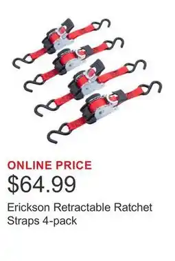 Costco Erickson Retractable Ratchet Straps 4-pack offer