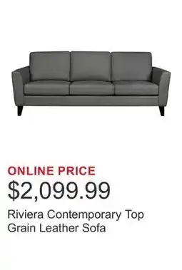 Costco Riviera Contemporary Top Grain Leather Sofa offer