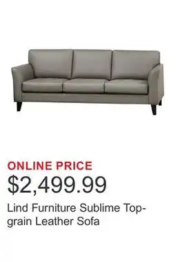 Costco Lind Furniture Sublime Top-grain Leather Sofa offer