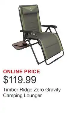 Costco Timber Ridge Zero Gravity Camping Lounger offer