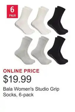 Costco Bala Women's Studio Grip Socks, 6-pack offer