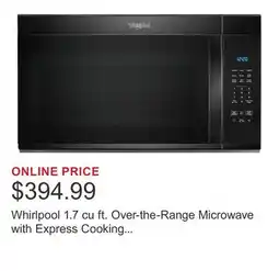 Costco Whirlpool 1.7 cu ft. Over-the-Range Microwave with Express Cooking Buttons, 300 CFM offer