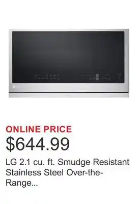 Costco LG 2.1 cu. ft. Smudge Resistant Stainless Steel Over-the-Range Microwave with ExtendaVent offer