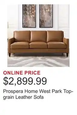 Costco Prospera Home West Park Top-grain Leather Sofa offer