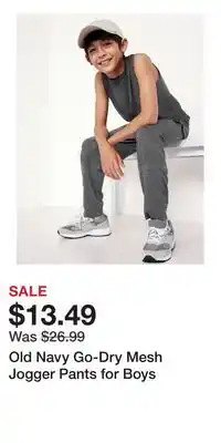 Old Navy Old Navy Go-Dry Mesh Jogger Pants for Boys offer