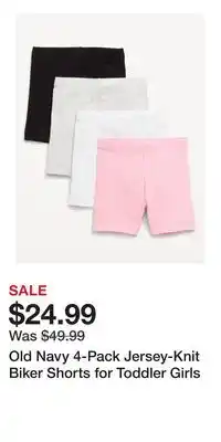 Old Navy Old Navy 4-Pack Jersey-Knit Biker Shorts for Toddler Girls offer
