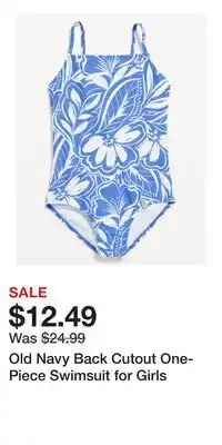 Old Navy Old Navy Back Cutout One-Piece Swimsuit for Girls offer