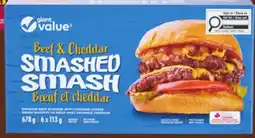 Giant Tiger Great Value frozen beef & cheddar burgers offer