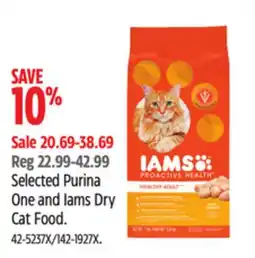 Canadian Tire Selected Purina One and Iams Dry Cat Food offer