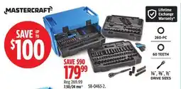 Canadian Tire 260-PC 60 TEETH ¼ , ⅜ , ½ DRIVE SIZES offer