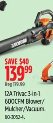 Canadian Tire 12A Trivac 3-in-1 600CFM Blower/ Mulcher/Vacuum offer