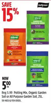 Canadian Tire Golfgreen Potting Mix, Organic Garden Soil or All Purpose Garden Soil offer