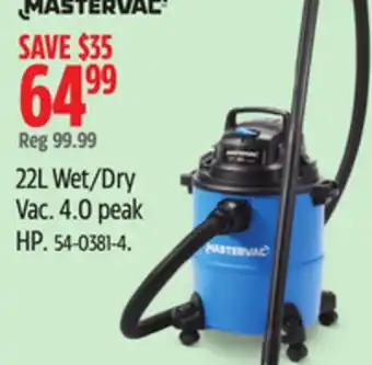 Canadian Tire MASTERVAC 22L Wet/Dry Vac offer